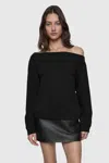 Rebecca Minkoff Kora Off Shoulder Sweatshirt In True Black