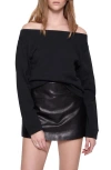 Rebecca Minkoff Kora Off Shoulder Sweatshirt In True Black