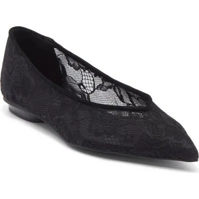 Rebecca Minkoff Lace Pointed Toe Ballet Flat In Black