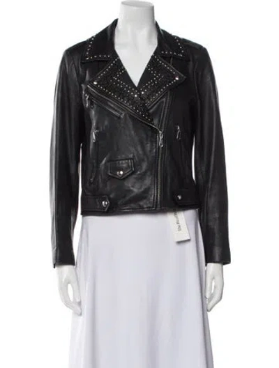 Pre-owned Rebecca Minkoff Lambskin Biker Jacket In Black