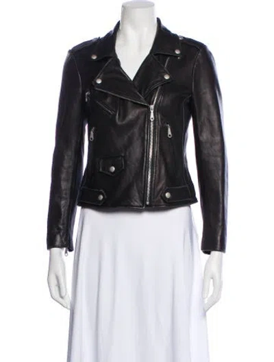 Pre-owned Rebecca Minkoff Lambskin Biker Jacket In Black