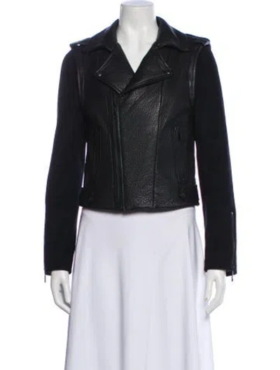 Pre-owned Rebecca Minkoff Lambskin Biker Jacket In Black