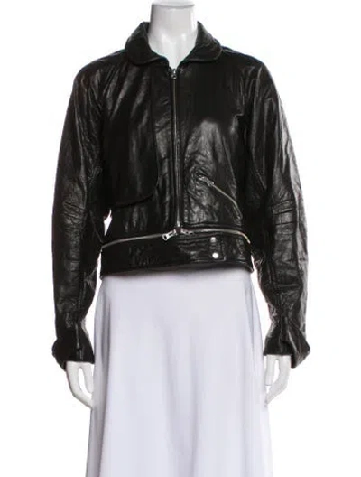 Pre-owned Rebecca Minkoff Lambskin Biker Jacket In Black