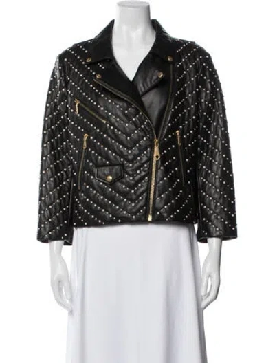 Pre-owned Rebecca Minkoff Lambskin Biker Jacket In Black