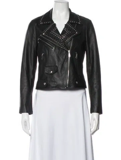 Pre-owned Rebecca Minkoff Lambskin Biker Jacket In Black