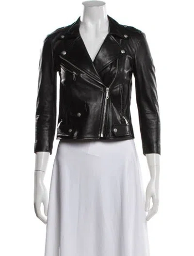 Pre-owned Rebecca Minkoff Lambskin Biker Jacket In Black