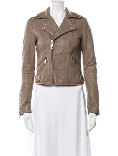 Pre-owned Rebecca Minkoff Lambskin Biker Jacket In Brown