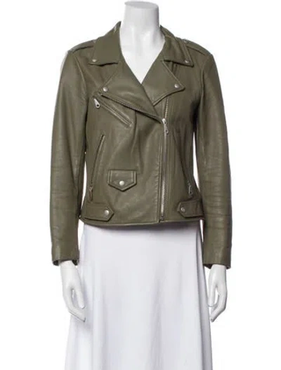 Pre-owned Rebecca Minkoff Lambskin Biker Jacket In Green