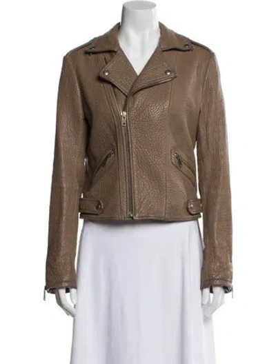 Pre-owned Rebecca Minkoff Lambskin Biker Jacket In Neutral