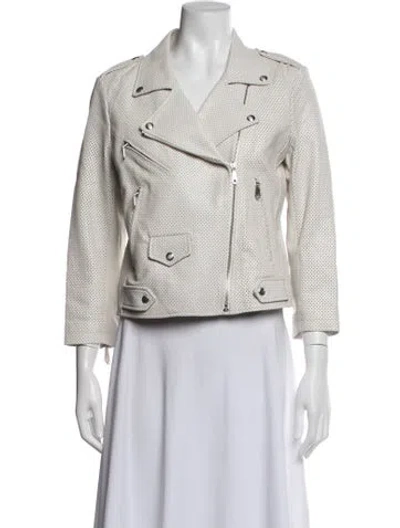 Pre-owned Rebecca Minkoff Lambskin Biker Jacket In Neutral