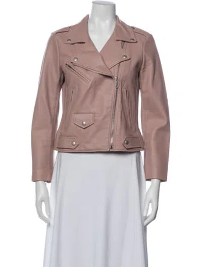 Pre-owned Rebecca Minkoff Lambskin Biker Jacket In Pink