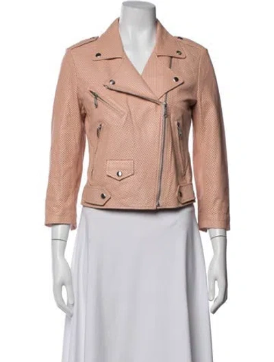 Pre-owned Rebecca Minkoff Lambskin Biker Jacket In Pink