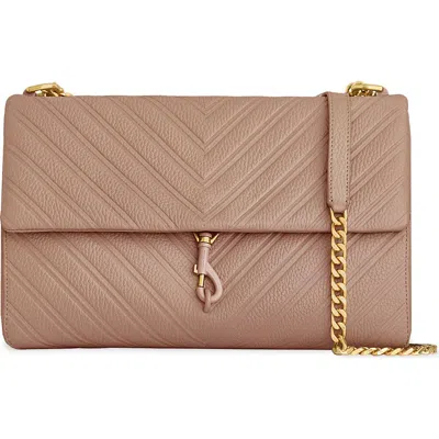 Rebecca Minkoff Large Edie Chevron Embossed Leather Shoulder Bag In Blushing