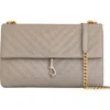 Rebecca Minkoff Large Edie Chevron Embossed Leather Shoulder Bag In Oyster