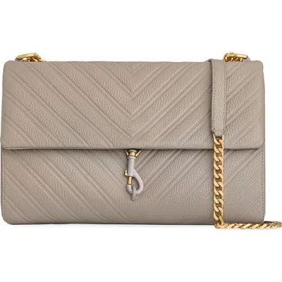 Rebecca Minkoff Large Edie Chevron Embossed Leather Shoulder Bag In Oyster