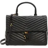 Rebecca Minkoff Large Edie Chevron Quilted Leather Top Handle Shoulder Bag In Black