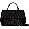 Rebecca Minkoff Large Edie Chevron Quilted Leather Top Handle Shoulder Bag In Black