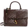 Rebecca Minkoff Large Edie Chevron Quilted Leather Top Handle Shoulder Bag In Brown