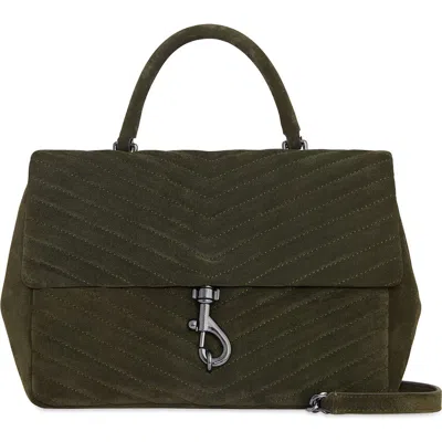 Rebecca Minkoff Large Edie Chevron Quilted Leather Top Handle Shoulder Bag In Green