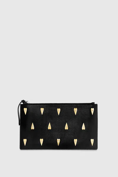 Rebecca Minkoff Large Heart Studded Pouch In Black