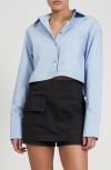 Rebecca Minkoff Layne Crop Button-up Shirt In Sky