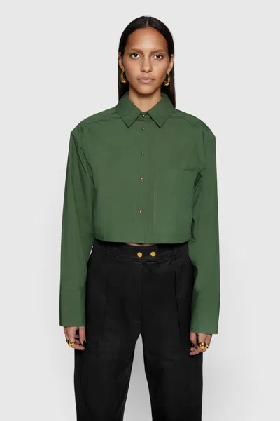 Rebecca Minkoff Layne Cropped Shirt In Moss