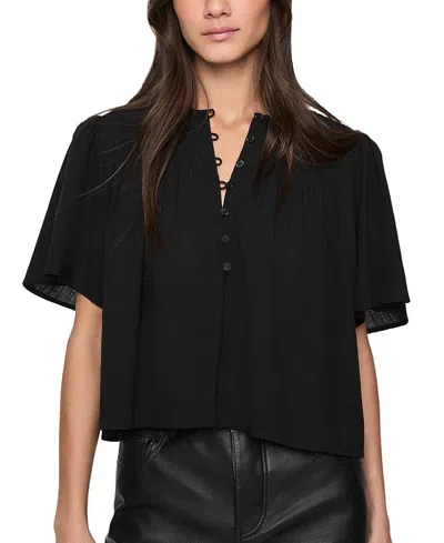 REBECCA MINKOFF LEAH PLEATED SHORT SLEEVE TOP