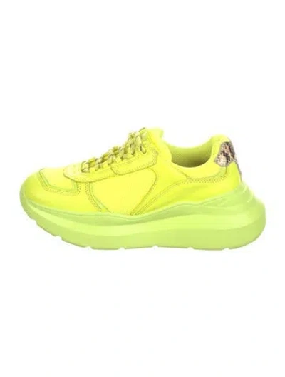 Pre-owned Rebecca Minkoff Leather Animal Print Chunky Sneakers In Yellow