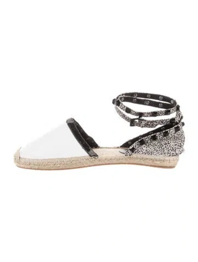 Pre-owned Rebecca Minkoff Leather Animal Print Espadrilles In White