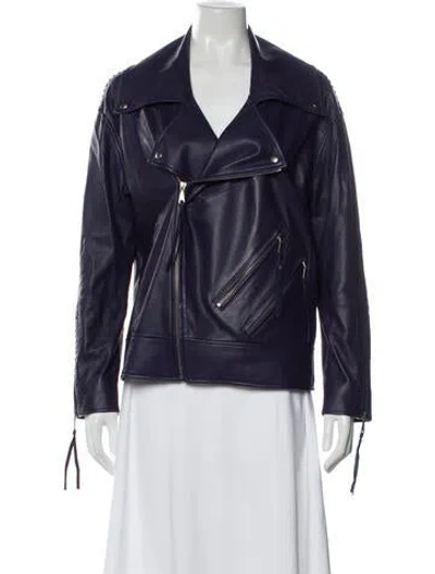 Pre-owned Rebecca Minkoff Leather Biker Jacket In Blue