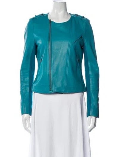 Pre-owned Rebecca Minkoff Leather Biker Jacket In Blue