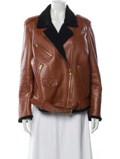 Pre-owned Rebecca Minkoff Leather Biker Jacket In Brown