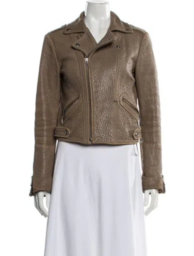 Pre-owned Rebecca Minkoff Leather Biker Jacket In Brown