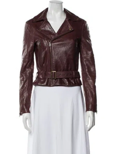 Pre-owned Rebecca Minkoff Leather Biker Jacket In Burgundy
