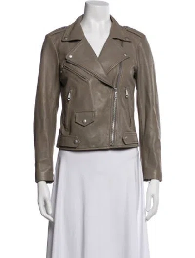Pre-owned Rebecca Minkoff Leather Biker Jacket In Grey