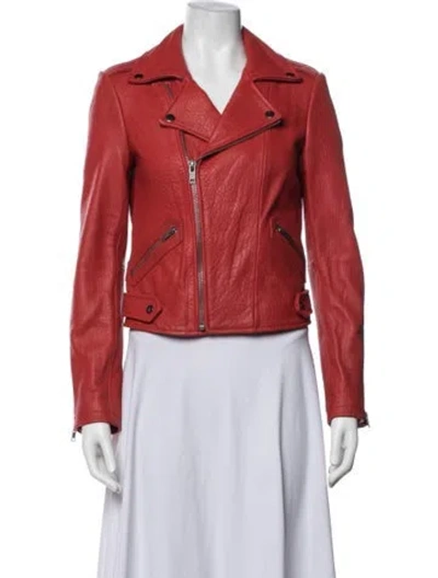 Pre-owned Rebecca Minkoff Leather Biker Jacket In Red