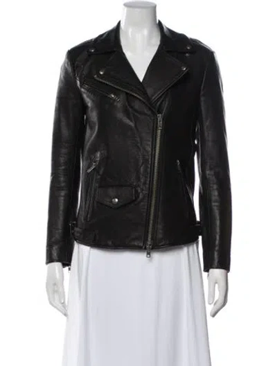 Pre-owned Rebecca Minkoff Leather Biker Jacket W/ Tags In Black/blue