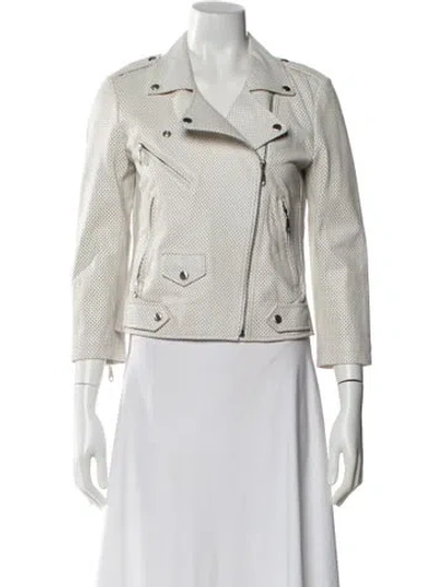 Pre-owned Rebecca Minkoff Leather Biker Jacket In White