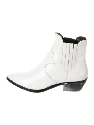 Pre-owned Rebecca Minkoff Leather Chelsea Boots In White