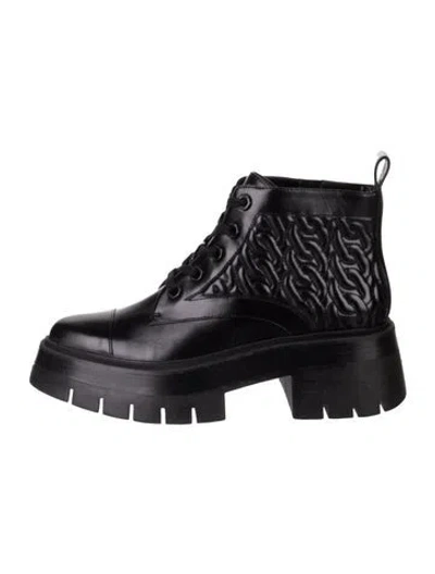Pre-owned Rebecca Minkoff Leather Combat Boots In Black