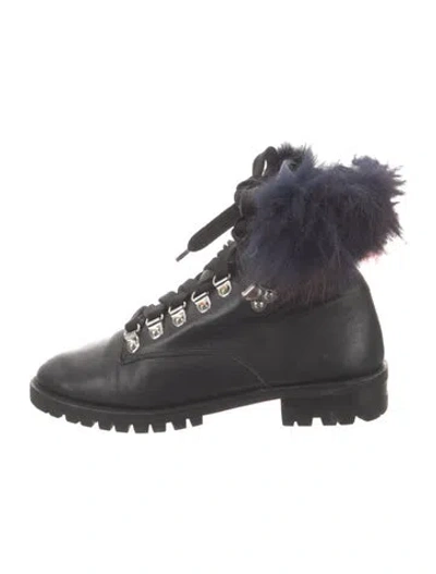 Pre-owned Rebecca Minkoff Leather Combat Boots In Black