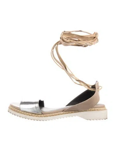 Pre-owned Rebecca Minkoff Leather Espadrilles In Metallic/neutrals/silver