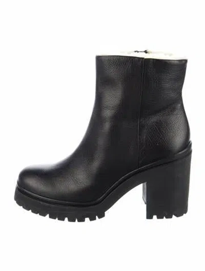 Pre-owned Rebecca Minkoff Leather Faux Fur Trim Boots In Black