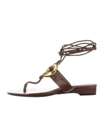 Pre-owned Rebecca Minkoff Leather Gladiator Sandals In Brown
