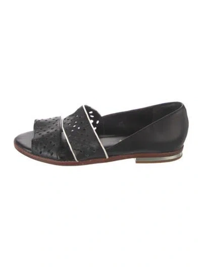Pre-owned Rebecca Minkoff Leather Lace Pattern Flats In Black