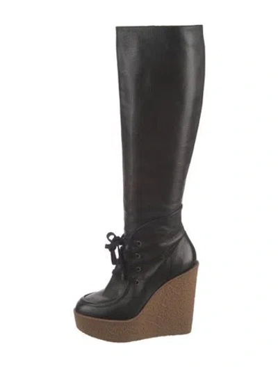 Pre-owned Rebecca Minkoff Leather Lace-up Boots In Black