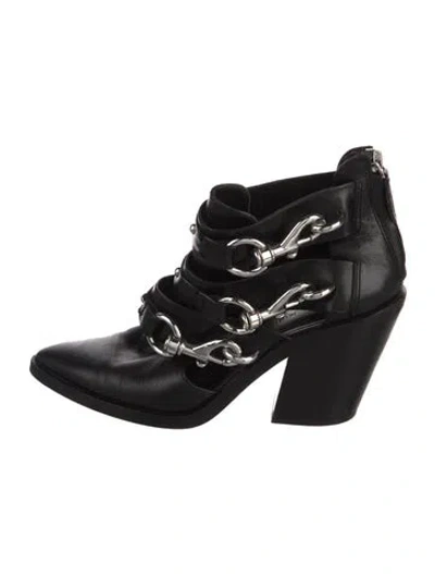 Pre-owned Rebecca Minkoff Leather Lace-up Boots In Black