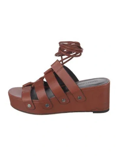 Pre-owned Rebecca Minkoff Leather Leather Trim Embellishment Sandals In Brown