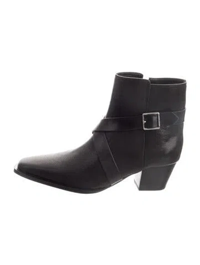 Pre-owned Rebecca Minkoff Leather Moto Boots In Black