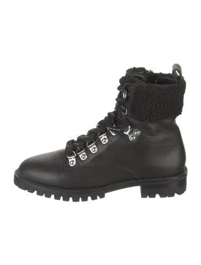 Pre-owned Rebecca Minkoff Leather Patterned Combat Boots In Black